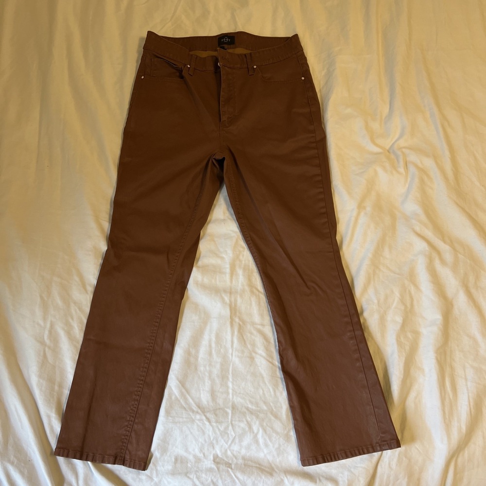 White House Black Market The Boot Crop Brown Coated High Rise Pants Size 10